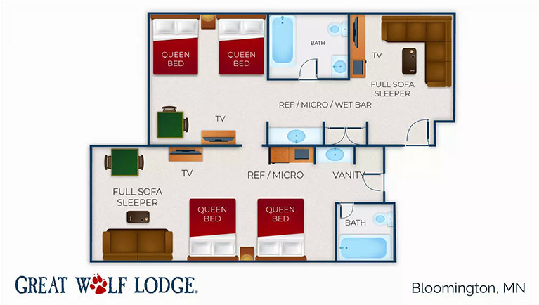 The floor plan for the Grizzly Family Suite (Standard)